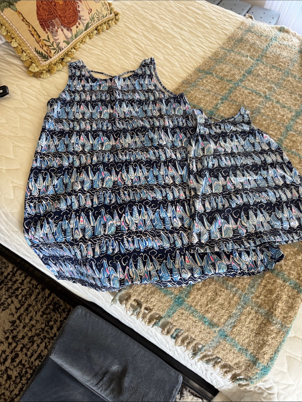 Lilly Pulitzer Navy Blue Sailboat Print Sleeveless Top